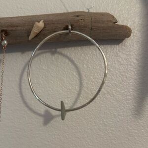 Silver Sea Glass Bangle Bracelet